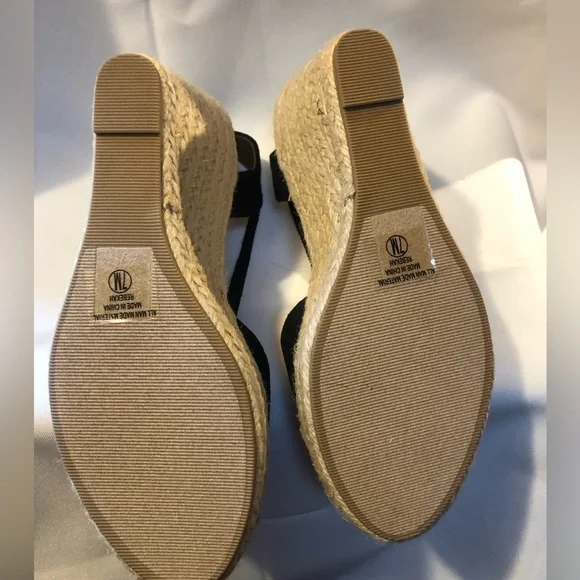 Solanz Black Wedge Heel Espadrilles Rebekah Size 7 - Picture 5 of 6